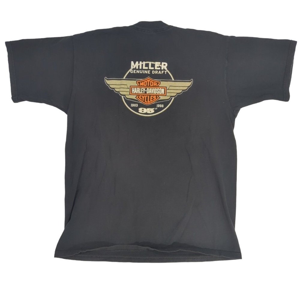 Harley Davidson Miller Genuine Draft 95th Anniversary Men’s Black T-Shirt Sz XL
